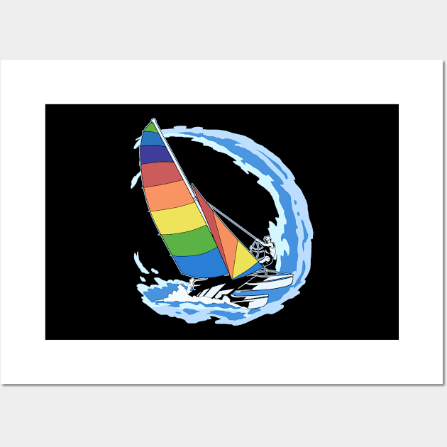 Sailboat Sailing Gift Design Vintage Sailor Ocean Wave Tee Wall Art by Linco